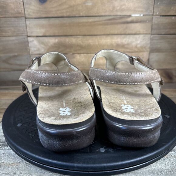 SAS Womens Size 9.5 M Marina Thong Hook & Loop Brown Casual Sandals Strappy - Picture 4 of 10